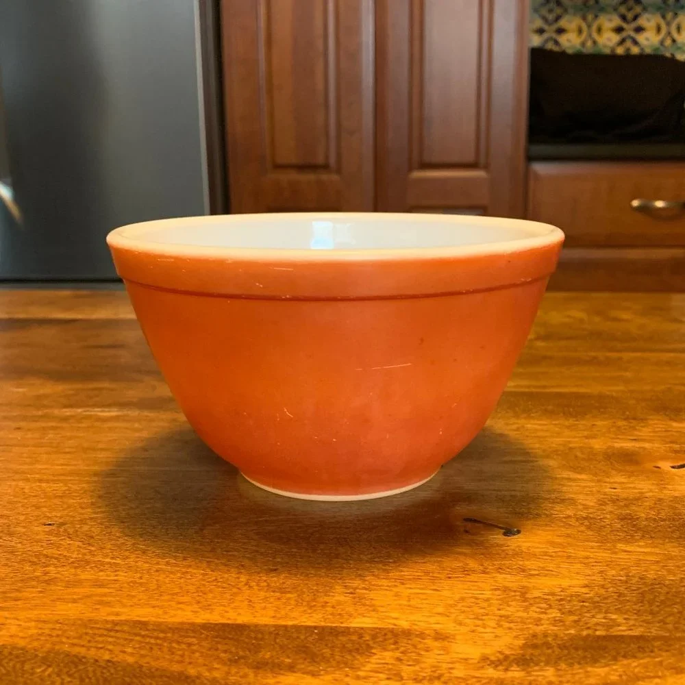 Vintage 1970s HTF Pyrex Earth Tones 400 CRS Burnt Orange/Rust 401-1 1/2 Pt Bowl - Picture 2 of 13